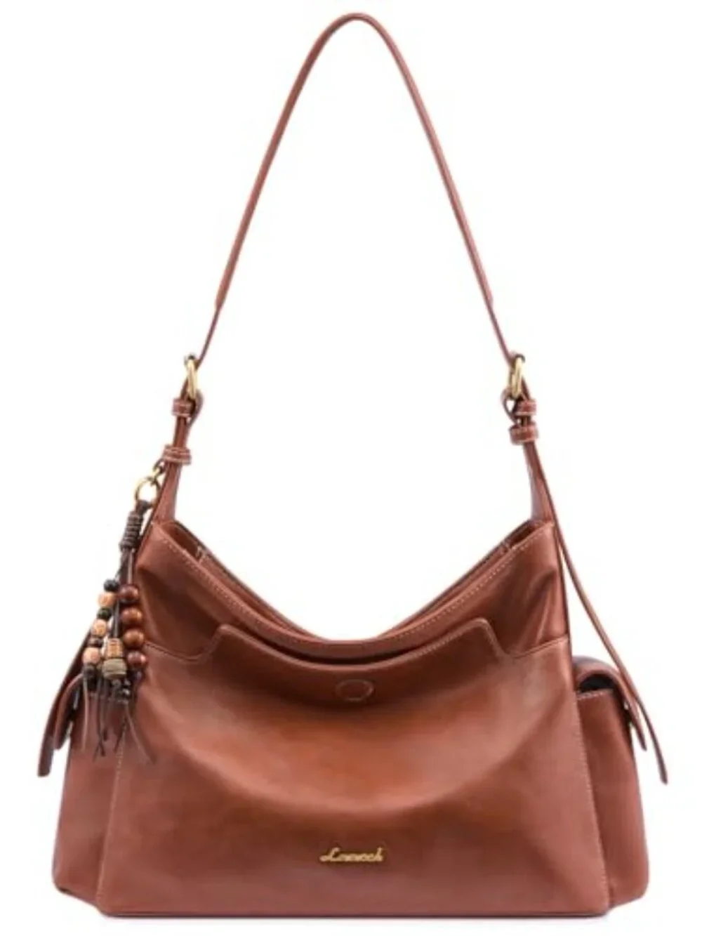 Vegan Leather Hobo Crossbody Purse with Tassel Charm Shoulder Bag